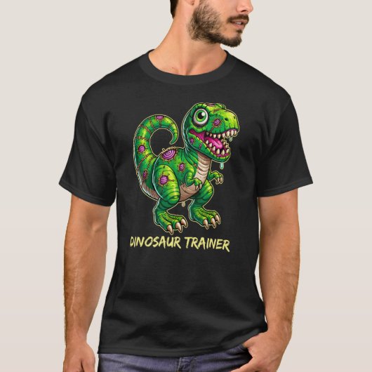 Dinosaur Trainer T-Rex Birthday Retro Halloween Ad T-shirt (Voorkant)