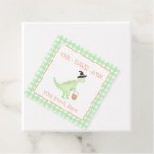 Dinosaur Treat Rawr Green Sinaasappel Halloween Ki Bedankjes Labels (In situ)