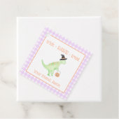 Dinosaur Treat Rawr Paarse Oranje Halloween Kinder Bedankjes Labels (In situ)