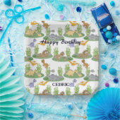 Dinosaur Tree Patroonnaam Cute Kinderen Birthday Papieren Bordje (Feest)