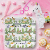 Dinosaur Tree Patroonnaam Cute Kinderen Birthday Papieren Bordje (Feest)