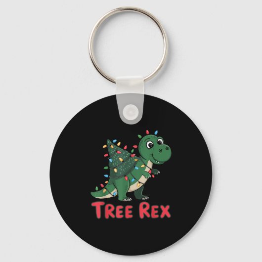 Dinosaur Tree Rex Christmas Mannen Boys Kinder Peu Sleutelhanger (Voorkant)