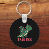 Dinosaur Tree Rex Christmas Mannen Boys Kinder Peu Sleutelhanger (Voorkant)