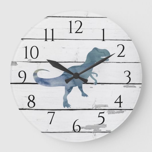 Dinosaur Trex Decor Rustic Shiplap Grote Klok (Voorkant)