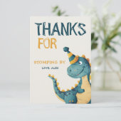 Dinosaur Trex Drie Rex 3e Verjaardagsfeest Bedankkaart (Staand voorkant)