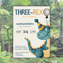 Dinosaur Trex Drie Rex 3e Verjaardagsfeest