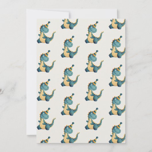 Dinosaur Trex Drie Rex 3e Verjaardagsfeest Kaart (Achterkant)