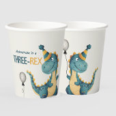 Dinosaur Trex Drie Rex 3e Verjaardagsfeest Papieren Bekers