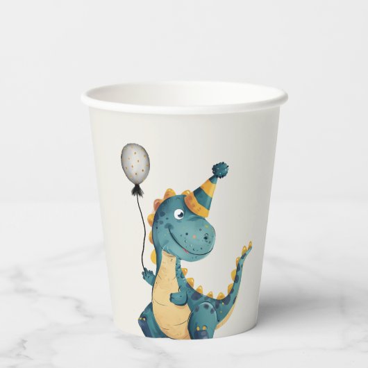 Dinosaur Trex Drie Rex 3e Verjaardagsfeest Papieren Bekers (Achterkant)