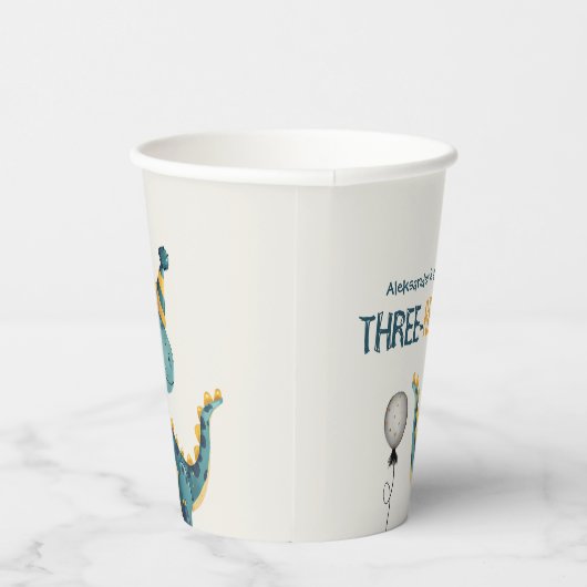 Dinosaur Trex Drie Rex 3e Verjaardagsfeest Papieren Bekers (Rechts)