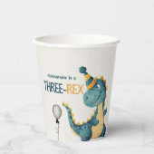 Dinosaur Trex Drie Rex 3e Verjaardagsfeest Papieren Bekers (Voorkant)