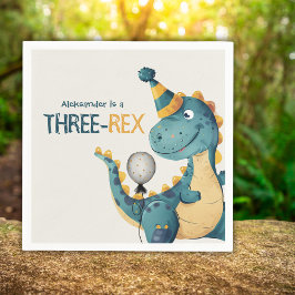 Dinosaur Trex Drie Rex 3e Verjaardagsfeest Servet