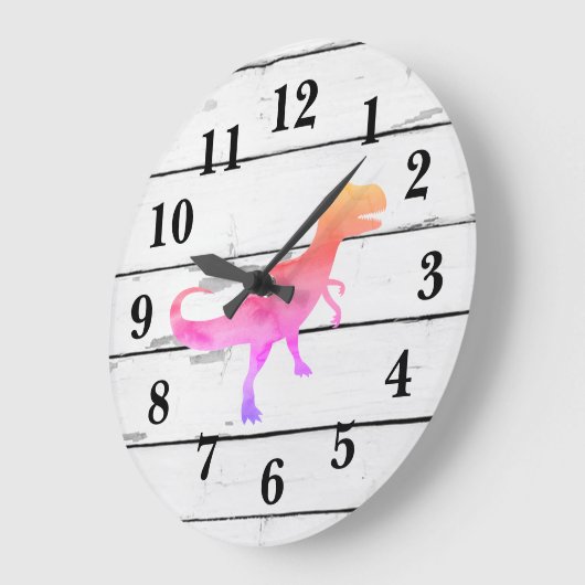 Dinosaur Trex Roze Decor Rustieke Shiplap Grote Klok (Hoek)