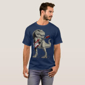 Dinosaur TRex T-shirt voor het afspelen van gitaar (Voorkant volledig)