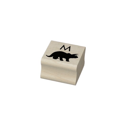 Dinosaur Triceratop Dino Cute Kind Monogram Initia Rubberstempel (Stempel)