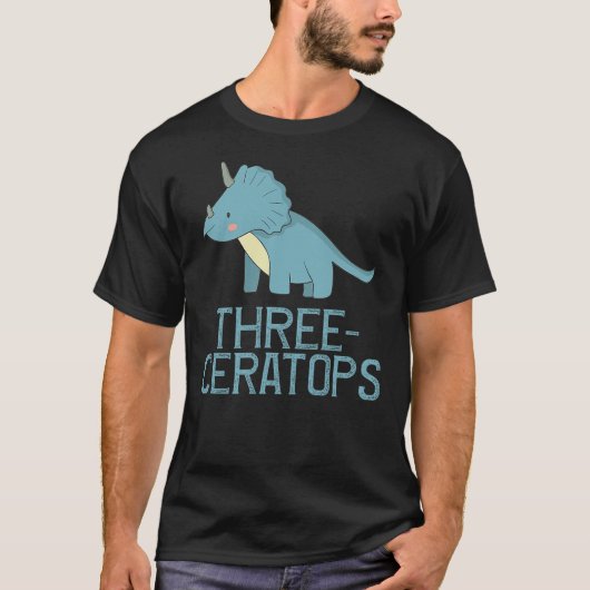 Dinosaur triceratops birthday Tshirt for three yea (Voorkant)