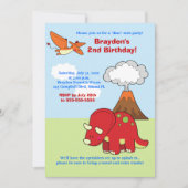Dinosaur Triceratops Custom Birthday Invitation Kaart (Voorkant)