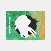 Dinosaur Triceratops Green Swirl Custom Name Fleece Deken (Voorkant (Horizontaal))