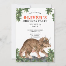 Dinosaur Triceratops Kind Birthday Party Invitati