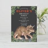 Dinosaur Triceratops Kind Birthday Party Kaart (Staand voorkant)