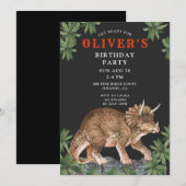 Dinosaur Triceratops Kind Birthday Party Kaart (Voorkant / Achterkant)