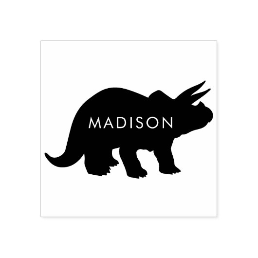 Dinosaur Triceratops Leuke Dino Kind Naam Rubberstempel (Afrduk)