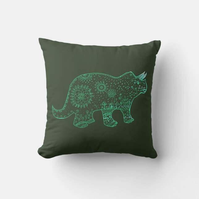 Dinosaur, Triceratops tekening Cushion Kussen (Voorkant)