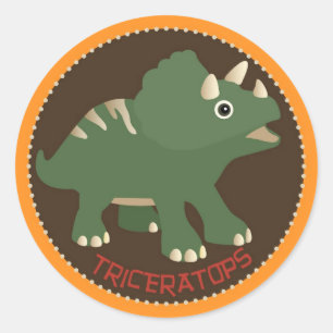 Dinosaur Triceratops Verjaardag Cupcake Topper Lab Ronde Sticker