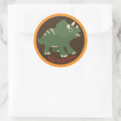 Dinosaur Triceratops Verjaardag Cupcake Topper Lab Ronde Sticker (Tas)