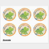 Dinosaur Triceratops Verjaardag Cupcake Topper Lab Ronde Sticker (Vel)