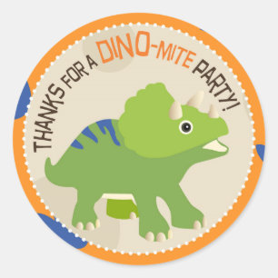 Dinosaur Triceratops Verjaardag Cupcake Topper Lab Ronde Sticker