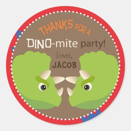 Dinosaur Triceratops Verjaardag Cupcake Topper Lab Ronde Sticker (Voorkant)