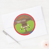 Dinosaur Triceratops Verjaardag Cupcake Topper Lab Ronde Sticker (Envelop)