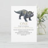 Dinosaur Triceratops White Invitation Kaart (Staand voorkant)