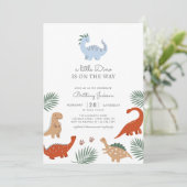 Dinosaur Tropical Baby shower Invitation Kaart (Staand voorkant)