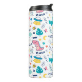 Dinosaur Tumbler, geïsoleerd Tumbler, regenboogsch Thermosbeker (Gedraaid links)