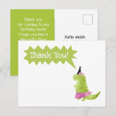 Dinosaur Tutu Bedankt Opmerking Kaart Ballerina Di (Voorkant / Achterkant)