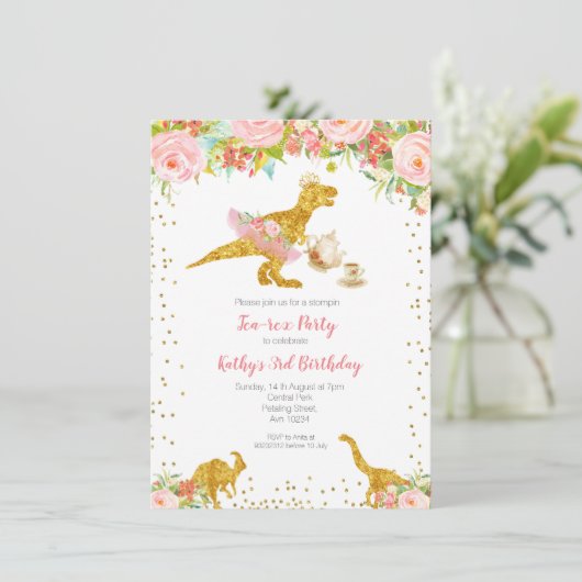 Dinosaur Tutu Tea-Rex Tutu Kaart (Staand voorkant)