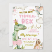 Dinosaur Tutu ThreeRex Girl 3e verjaardag Kaart (Voorkant)