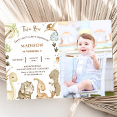 Dinosaur Twee Rex 2e Verjaardagsfeestje Kaart