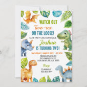 Dinosaur Twee-Rex Verjaardag Uitnodiging (Voorkant)