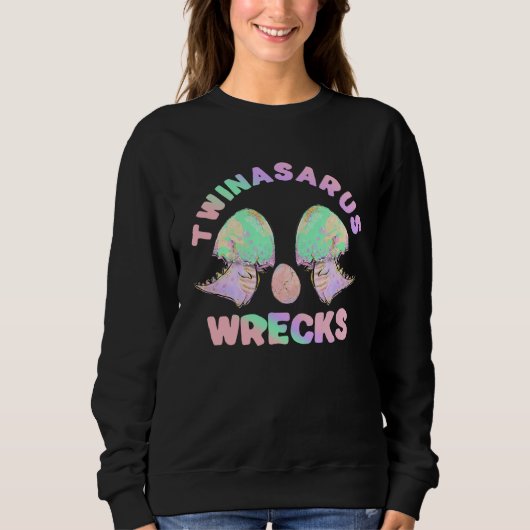 Dinosaur Twin Sister Twinasaurus Wracks Eggs Trui (Voorkant)