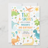 Dinosaur Two-A-Saurus 2e verjaardag Kaart (Voorkant)