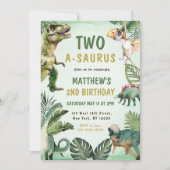 Dinosaur Two-A-Saurus 2e verjaardag Kaart (Voorkant)