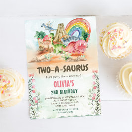 Dinosaur Two-A-Saurus 2e verjaardag Kaart