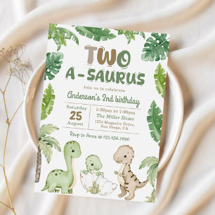 Dinosaur Two-A-Saurus 2e verjaardag Kaart