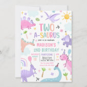 Dinosaur Two-A-Saurus 2e verjaardag Kaart (Voorkant)