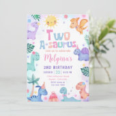 Dinosaur Two-A-Saurus 2e verjaardag Kaart (Staand voorkant)