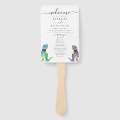 Dinosaur Two Grooms Gay Wedding Ceremony Handwaaier (Voorkant)