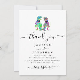 Dinosaur Two Grooms Gay Wedding Thank You Bedankkaart